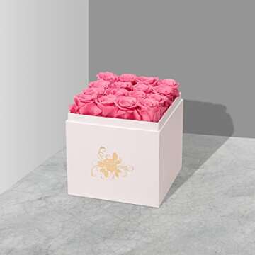 Perfectione Roses Luxury Preserved Roses in a Box, Forever Flowers for Delivery Prime, Mothers Day Valentines Day Gifts for Women Birthday Gifts (Pink)