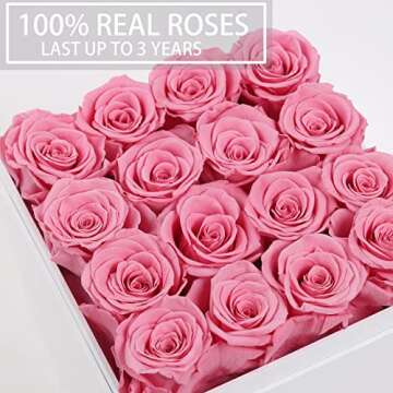 Perfectione Roses Luxury Preserved Roses in a Box, Forever Flowers for Delivery Prime, Mothers Day Valentines Day Gifts for Women Birthday Gifts (Pink)