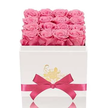 Perfectione Roses Luxury Preserved Roses in a Box, Forever Flowers for Delivery Prime, Mothers Day Valentines Day Gifts for Women Birthday Gifts (Pink)