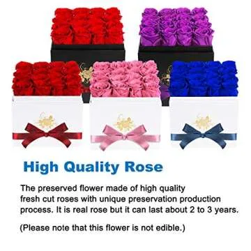 Perfectione Roses Luxury Preserved Roses in a Box, Forever Flowers for Delivery Prime, Mothers Day Valentines Day Gifts for Women Birthday Gifts (Pink)