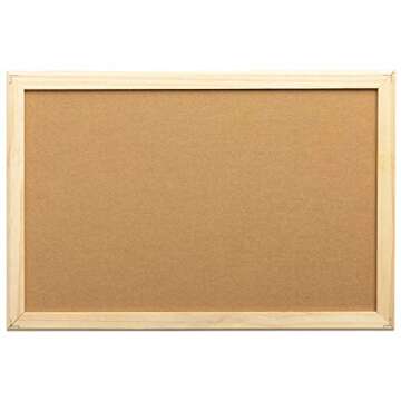 Marble Field 8" x 12" Cork Board with Wood Frame, Framed Bulletin Board with 5 Push pins
