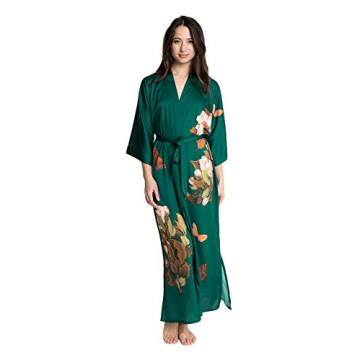 OLDSHANGHAI Charmeuse Kimono Robe - Elegant Floral Design