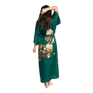 OLDSHANGHAI Charmeuse Kimono Robe - Elegant Floral Design