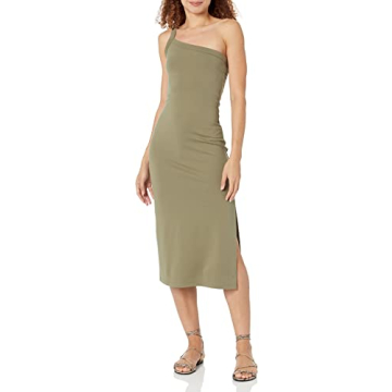 The Drop Women's Aditi One Shoulder Bodycon Knit Dress - Elegant Olive Dress for All Occasions