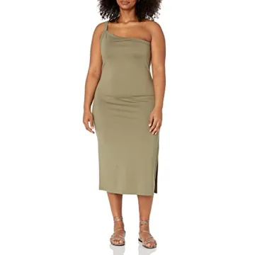 The Drop Women's Aditi One Shoulder Bodycon Dress Olive