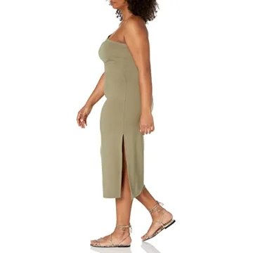 The Drop Women's Aditi One Shoulder Bodycon Dress Olive