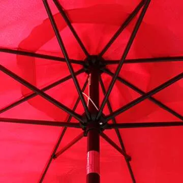 Sunnyglade 9' Solar LED Lighted Patio Umbrella with 8 Ribs/Tilt Adjustment and Crank Lift System (Red)