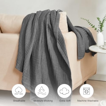 PHF 100% Cotton Muslin Blanket - King Size Comfort