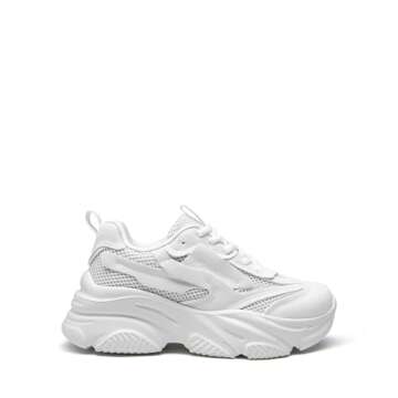 DREAM PAIRS Women's Platform Chunky Fashion Sneakers Jaxon Walking Lace-Up Comfortable Dad Sneakers Workout Sport Work Casual Tennis Shoes,Size 7.5,White,SDFN2406W