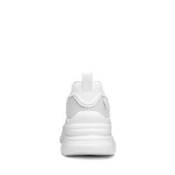 DREAM PAIRS Women's Platform Chunky Fashion Sneakers Jaxon Walking Lace-Up Comfortable Dad Sneakers Workout Sport Work Casual Tennis Shoes,Size 7.5,White,SDFN2406W