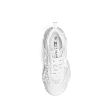 DREAM PAIRS Women's Platform Chunky Fashion Sneakers Jaxon Walking Lace-Up Comfortable Dad Sneakers Workout Sport Work Casual Tennis Shoes,Size 7.5,White,SDFN2406W