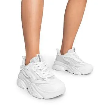 DREAM PAIRS Women's Platform Chunky Fashion Sneakers Jaxon Walking Lace-Up Comfortable Dad Sneakers Workout Sport Work Casual Tennis Shoes,Size 7.5,White,SDFN2406W