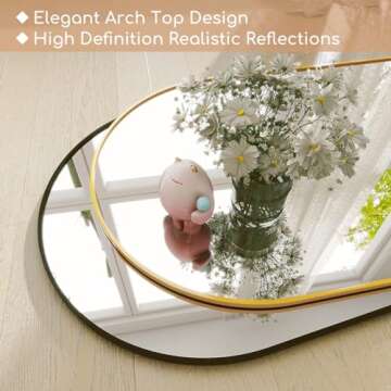 JAWGLOW Arched Floor Mirror, 65" x 21" Full Length Mirror Wall Mirror Hanging or Leaning Arched-Top ...