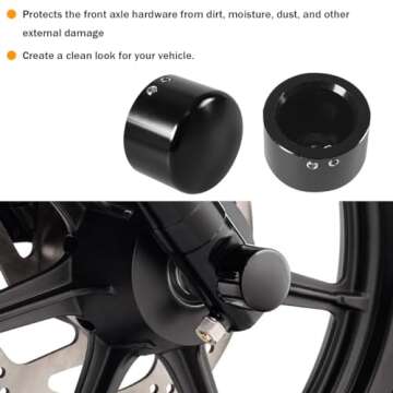 Osilly 2PCS Motorcycle Front Axle Nut Cover Cap, Aluminum Waterproof Motor Front Axle Nut Cover, Vehicle Exterior Decoration Compatible with Dyna, Electra Glides, Fat Boy, Forty Eight & More（Black）