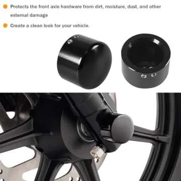 Osilly 2PCS Motorcycle Front Axle Nut Cover Cap, Aluminum Waterproof Motor Front Axle Nut Cover, Vehicle Exterior Decoration Compatible with Dyna, Electra Glides, Fat Boy, Forty Eight & More（Black）