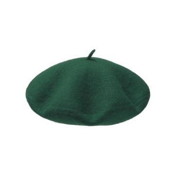 AWAYTR Wool French Beret Hats - Solid Color Artist Beret Hat for Women and Kids (Green,Kids)