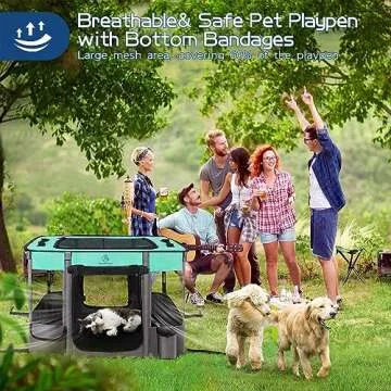 Dog Playpen,Pet Playpen,Foldable Puppy Cat Playpen,Portable Exercise Kennel Tent Crate,Water-Resista...
