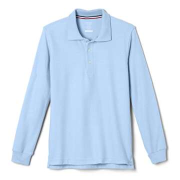 French Toast boys Long Sleeve Pique (Standard & Husky) Polo Shirt, Light Blue, 6 7 US