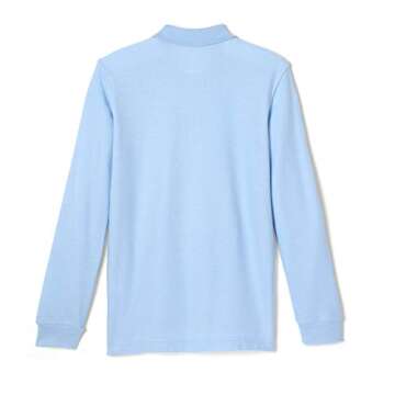 French Toast boys Long Sleeve Pique (Standard & Husky) Polo Shirt, Light Blue, 6 7 US