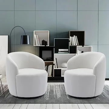 Tmsan Swivel Accent Chairs Set of 2, Modern Round Chair for Living Room, Comfy Barrel Armchair, Smal...