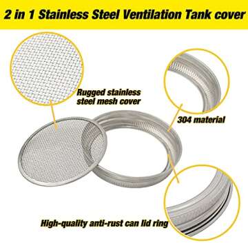 2 Pack Sprouting Jar Kit - Mason Jar with Stainless Steel Lid for Home Sprouts