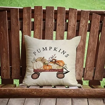 Ussap Cozy Pumpkin Farmhouse Throw Pillow Cover 18”