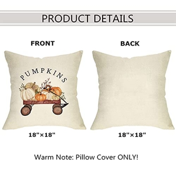 Ussap Cozy Pumpkin Farmhouse Throw Pillow Cover 18”