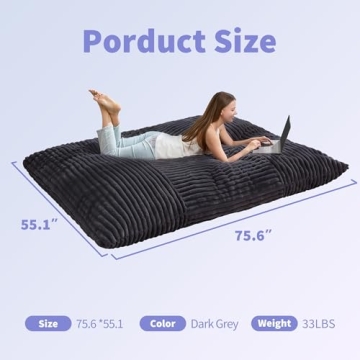 Giant 3-in-1 Bean Bag Chair for Adults - Dark Grey