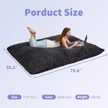 Giant 3-in-1 Bean Bag Chair for Adults - Dark Grey