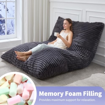 Giant 3-in-1 Bean Bag Chair for Adults - Dark Grey