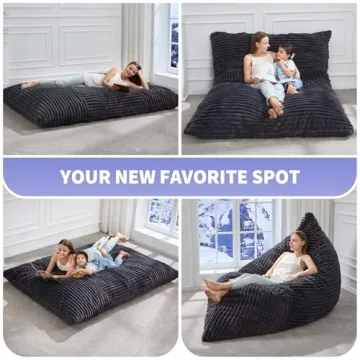 Giant 3-in-1 Bean Bag Chair for Adults - Dark Grey