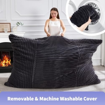 Giant 3-in-1 Bean Bag Chair for Adults - Dark Grey