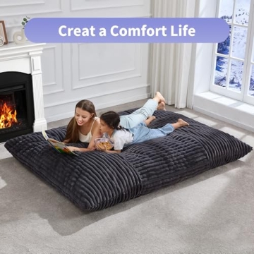 Giant 3-in-1 Bean Bag Chair for Adults - Dark Grey