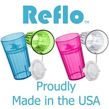 Reflo Smart Cup (Asst 4 colors) Open Training Cup, Toddler Cup, No Suction 6oz, 360 Control-Flow, USA MADE Premium High-Impact Plastic