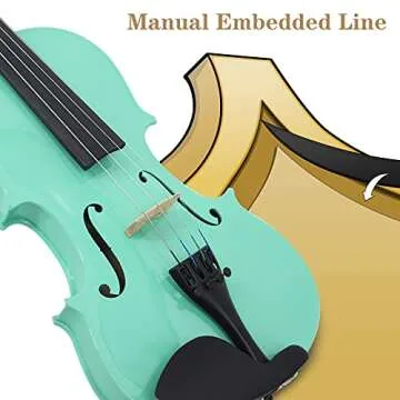 Amdini 4/4 Solid Wood Violin Set with Accessories - Mintgreen