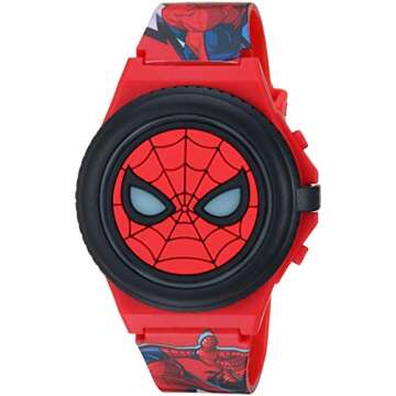 Marvel Spider-Man Kids Digital LCD Watch with Flashing Flip-Top Cover, Easy-Read Display, and Adjust...