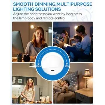 LUXKAZSAZZI WirelessGlow Rechargeable Light Bulbs with Remote, 3 Color Temperatures and Dimmable Battery Operated Light Bulbs, Touch Control + USB Rechargeable Battery Light Bulb, A19, 2 Pack