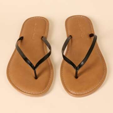 Amazon Essentials Women's Thong Sandal, Black, 7