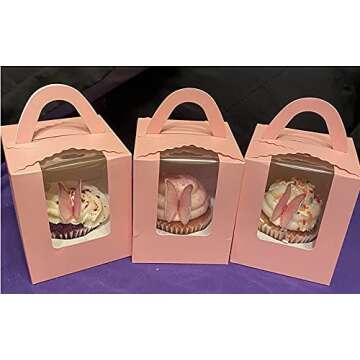 GEORLD Edible Wafer Paper Butterflies Set of 48 Pink Cake Decorations, Cupcake Topper