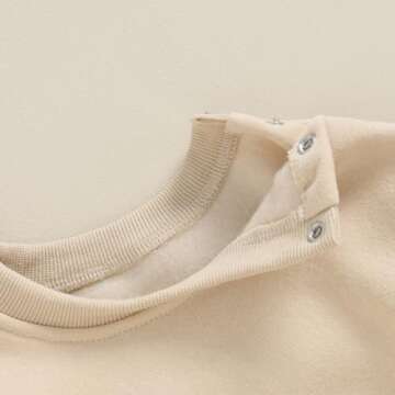 KtwHarnu Baby Boy Girl Fleece Sweatshirt Bubble Romper Oversized Solid Long Sleeve Sweater Romper Warm Fall Winter Outfit (Beige, 9-12 Months)