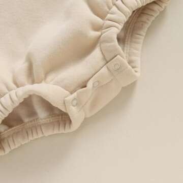KtwHarnu Baby Boy Girl Fleece Sweatshirt Bubble Romper Oversized Solid Long Sleeve Sweater Romper Warm Fall Winter Outfit (Beige, 9-12 Months)