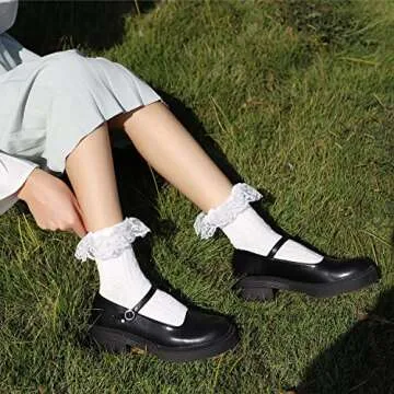 BIVOLU Womens Lace Ruffle Frilly Cotton Ankle Socks 6 Pack