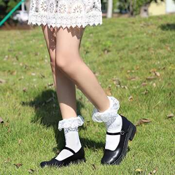 BIVOLU Womens Lace Ruffle Frilly Cotton Ankle Socks 6 Pack