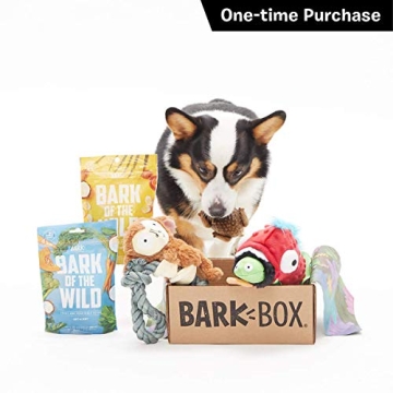 Barkbox Starter Kit Assortment Dog Plush Toys, Chew Toys, Squeak Toys, All-Natural Treats/Chews Made in The USA (2 Toys, 2 Treats & 1 Chew (USA Made), Medium Dog)