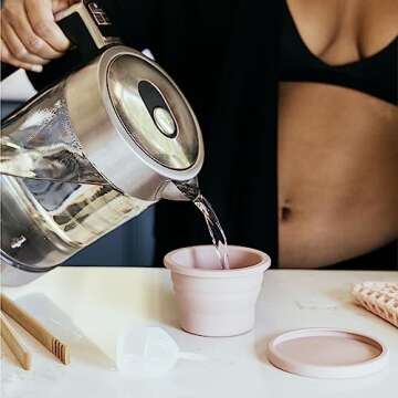 VOXAPOD Menstrual Cup Sterilizer, Microwave-safe, Collapsible Cleaner for Public Bathroom, Travel, Camping, Foldable Silicone Container to Wash, Boil, Sanitize Period Cups, Discs, Cleaning Case Holder