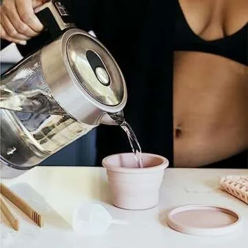VOXAPOD Menstrual Cup Sterilizer, Microwave-safe, Collapsible Cleaner for Public Bathroom, Travel, Camping, Foldable Silicone Container to Wash, Boil, Sanitize Period Cups, Discs, Cleaning Case Holder