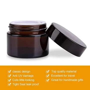 Encheng Amber Glass Jars 15 Pack for Cosmetics Storage