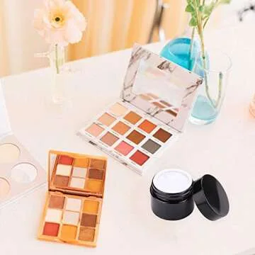 Encheng Amber Glass Jars 15 Pack for Cosmetics Storage