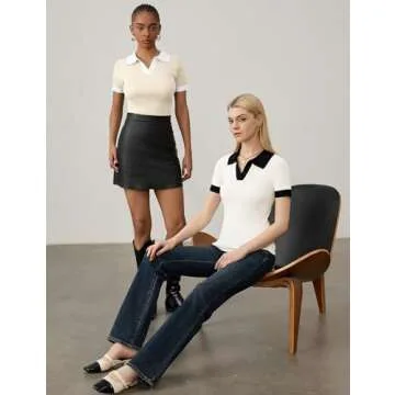 Ivicoer Stylish V Neck Short Sleeve Tops for Women