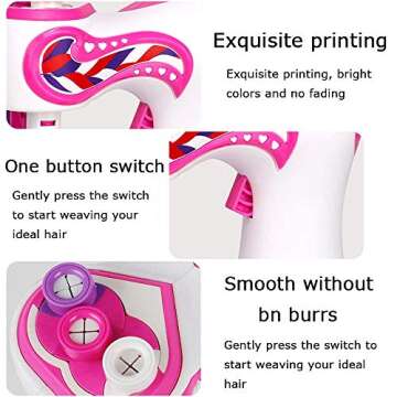 Automatic Braid Electric Braiding Machine, 3-Strand Braid Machine, Electric Hair Twister Hair Braiding Machine, Diy Braid Set Hairdressing Decoration, One-Click Start, Girl Gift, Pink And White.